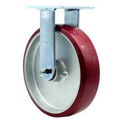 Service Caster #30 Series stainless steel rigid casters with 8 inch non-marking polyurethane tread on aluminum core wheel provide a washable caster solution.