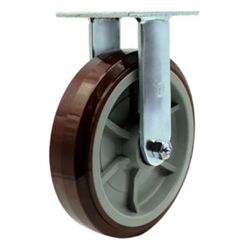 Service Caster #30 Series stainless steel rigid casters with 8 inch non-marking polyurethane tread on polyolefin core wheel provide a washable caster solution.