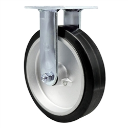 Service Caster #30 Series stainless steel rigid casters with 8 inch moldon rubber tread on aluminum core wheel provide a washable caster solution.