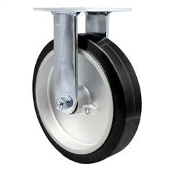 Service Caster #30 Series stainless steel rigid casters with 8 inch moldon rubber tread on aluminum core wheel provide a washable caster solution.