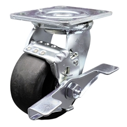 Service Caster Series #30 stainless steel swivel caster with 4 inch durable glass filled nylon wheels and brake.