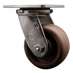 Service Caster #30 Series stainless steel high temperature swivel casters with 4 inch glass filled nylon wheel provide a washable caster solution.
