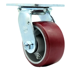 Service Caster #30 Series stainless steel swivel casters with 4 inch non-marking polyurethane tread on aluminum core wheel provide a washable caster solution.