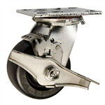 4 Inch Stainless Steel Swivel Caster - Polyolefin Wheel with Brake