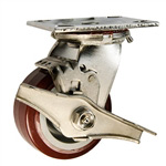 4 Inch Stainless Steel Swivel Caster - Polyurethane Tread on Poly Core Wheel