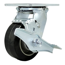 Service Caster #30 Series stainless steel swivel casters with 4 inch moldon rubber tread on aluminum core wheel and brake provide a washable caster solution.