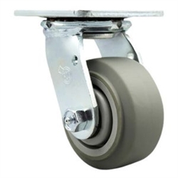 Service Caster #30 Series stainless steel swivel casters with 4 inch non-marking thermoplastic rubber tread (flat face) on polyolefin core wheel provide a washable caster solution.