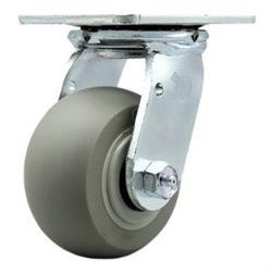 Service Caster #30 Series stainless steel swivel casters with 4 inch non-marking thermoplastic rubber tread (donut face) on polyolefin core wheel provide a washable caster solution.