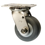 4 Inch Stainless Steel Swivel Caster - Thermoplastic Rubber on Poly Core Wheel