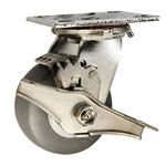 4 Inch Stainless Steel Swivel Caster - Thermoplastic Rubber  Tread on Poly Core Wheel