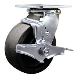 Service Caster Series #30 stainless steel swivel caster with 5 inch durable glass filled nylon wheels and brake.
