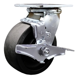 Service Caster #30 Series stainless steel swivel casters with 5 inch glass filled nylon wheel and brake provide a washable caster solution.
