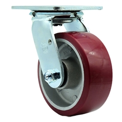 Service Caster #30 Series stainless steel swivel casters with 5 inch non-marking polyurethane tread on aluminum core wheel provide a washable caster solution.