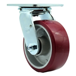 Service Caster #30 Series stainless steel swivel casters with 5 inch non-marking polyurethane tread on aluminum core wheel provide a washable caster solution.