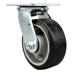 Service Caster #30 Series stainless steel swivel casters with 5 inch moldon rubber tread on aluminum core wheel provide a washable caster solution.