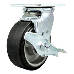 Service Caster #30 Series stainless steel swivel casters with 5 inch moldon rubber tread on aluminum core wheel and brake provide a washable caster solution.