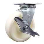 Service Caster #30 Series stainless steel swivel casters with 6 inch nylon wheel and brake provide a washable caster solution.