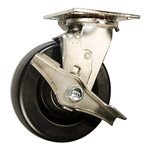 6 Inch Stainless Steel Swivel Caster - Polyolefin Wheel with Brake