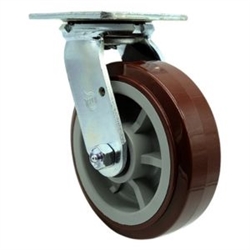 Service Caster #30 Series stainless steel swivel casters with 6 inch non-marking polyurethane tread on polyolefin core wheel provide a washable caster solution.
