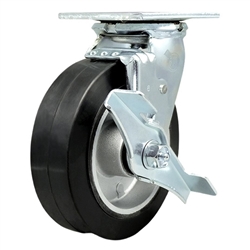 Service Caster #30 Series stainless steel swivel casters with 6 inch moldon rubber tread on aluminum core wheel and brake provide a washable caster solution.