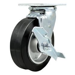 Service Caster #30 Series stainless steel swivel casters with 6 inch moldon rubber tread on aluminum core wheel and brake provide a washable caster solution.