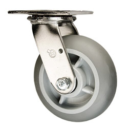 6 Inch Stainless Steel Swivel Caster - Thermoplastic donut tread on Poly Core Wheel