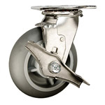 6 Inch Stainless Steel Swivel Caster - Thermoplastic donut Tread on Poly Core Wheel