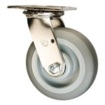 6 Inch Stainless Steel Swivel Caster - Thermoplastic Rubber on Poly Core Wheel