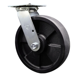 Service Caster Series #30 stainless steel swivel caster with 8 inch durable glass filled nylon wheels.