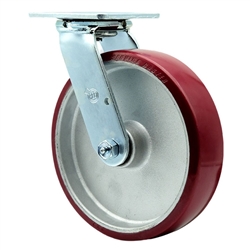 Service Caster #30 Series stainless steel swivel casters with 8 inch non-marking polyurethane tread on aluminum core wheel provide a washable caster solution.