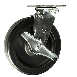 8 Inch Stainless Steel Swivel Caster - Polyolefin Wheel with Brake