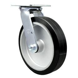 Service Caster #30 Series stainless steel swivel casters with 8 inch moldon rubber tread on aluminum core wheel provide a washable caster solution.