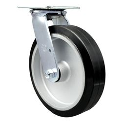 Service Caster #30 Series stainless steel swivel casters with 8 inch moldon rubber tread on aluminum core wheel provide a washable caster solution.