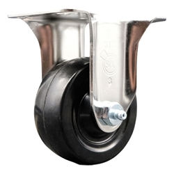 Grade 316 stainless steel rigid casters with 3 inch soft rubber wheel