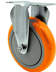 Service Caster #20 Series stainless steel rigid caster with 5 inch polyurethane wheel. Grade 316 stainless steel casters are ideal for applications exposed to chlorides and other corrosive and rust causing environments.