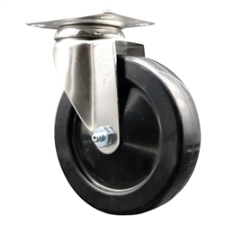 Grade 316 stainless steel swivel casters with 5 inch soft rubber wheel
