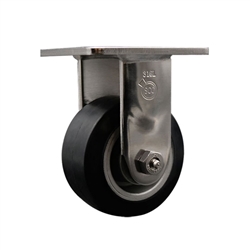 Service Caster #30 Series Grade 316 stainless steel rigid casters with 4 inch moldon rubber tread on aluminum core wheel provide a washable caster solution