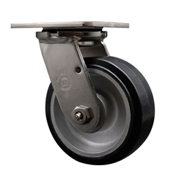 Service Caster #30 Series Grade 316 stainless steel swivel casters with 5 inch moldon rubber tread on aluminum core wheel provide a washable caster solution