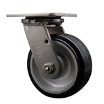 Service Caster #30 Series Grade 316 stainless steel swivel casters with 5 inch moldon rubber tread on aluminum core wheel provide a washable caster solution