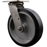Service Caster #30 Series Grade 316 stainless steel swivel casters with 8 inch moldon rubber tread on aluminum core wheel provide a washable caster solution