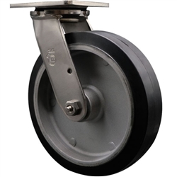 Service Caster #30 Series Grade 316 stainless steel swivel casters with 8 inch moldon rubber tread on aluminum core wheel provide a washable caster solution