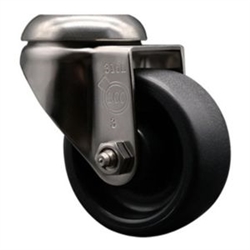 Service Caster #20 Series Grade 316 stainless steel bolt hole swivel casters with 3 inch polyolefin wheel provide a washable caster solution.