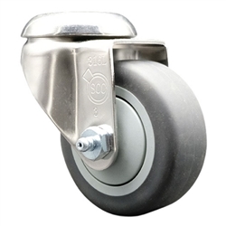 Grade 316 stainless steel bolt hole swivel casters with 3 inch thermoplastic rubber tread wheel