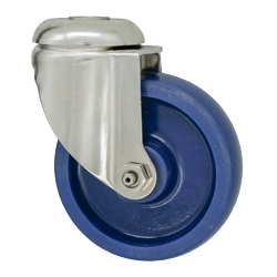 4" Stainless Steel Grade 316 Bolt Hole Swivel Caster with Solid Polyurethane Wheel