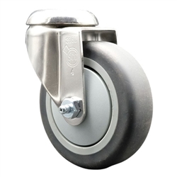 Grade 316 stainless steel bolt hole swivel casters with 4 inch thermoplastic rubber tread wheel