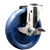 5 inch grade 316 stainless steel bolt hole swivel caster with a solid blue polyurethane wheel and brake
