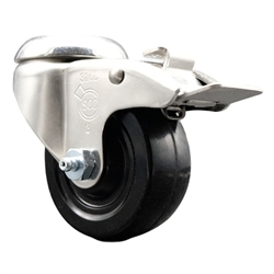 Service Caster #20 Series Grade 316 stainless steel bolt hole swivel casters with 3 inch soft rubber wheel and total lock provide a washable caster solution.