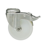 5 Inch Bolt Hole Stainless Steel Swivel Caster with White Nylon Wheel and Total Lock
