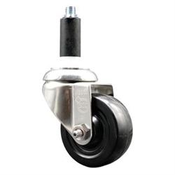 Service Caster #20 Series 1 inch expanding adapter stem Grade 316 stainless steel swivel casters with a 3 inch hard rubber wheel provide a washable caster solution.