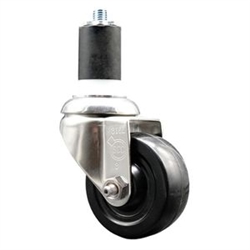 Service Caster #20 Series 1-7/8 inch expanding adapter stem Grade 316 stainless steel swivel casters with a 3 inch hard rubber wheel provide a washable caster solution.